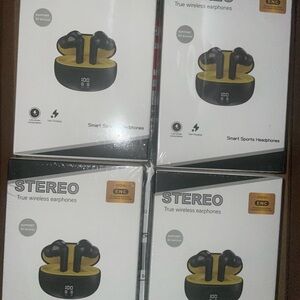 Stereo True Wireless Earphones - Black and Yellow